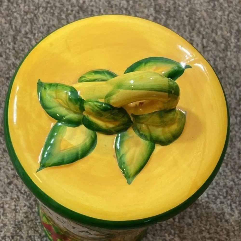 Low price Jay Import Pasta Yellow And Green Pasta Spaghetti Canister SeramicJar